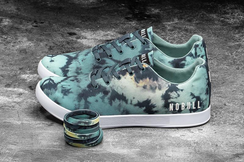 Turquoise Nobull Teal Tie-Dye Canvas Men's Trainers | CA F1414D